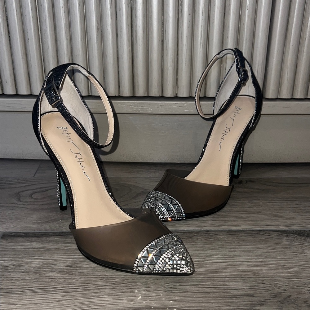 Betsey Johnson Black and Silver Embellished Heels